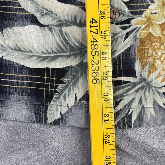 Tommy Bahama Shirt Mens XL Black Silk Hawaiian Pineapple Camp Aloha Short Sleeve - Picture 9 of 16